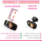 360-Degree Baby Car Mirror for Rear-Facing Seats,Kids Safety Mirrors with Tool-Free Installation,Kids Rear View Mirror BPA-Free Shatterproof & ASTM Certified (Adjustable 14"-22") (PINK)