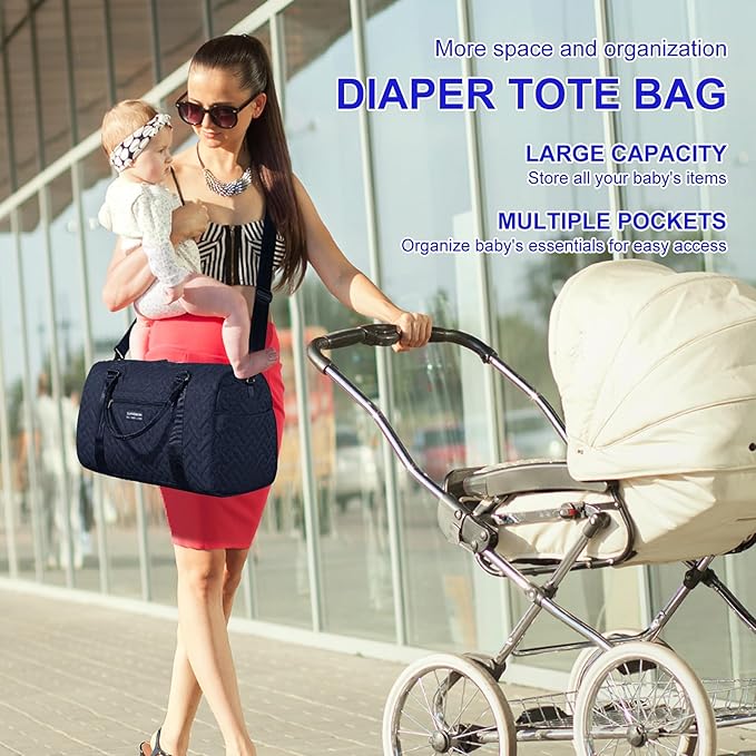 Diaper Bag Tote: Mommy Bag, Baby Bag for Boy and Girl, Mom Hospital Bag, Twins or 2 Kids Diapers Bag