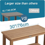 30'' Large Shower Bench Seat, Poly Lumber Bath Stool for Inside Shower Waterproof, HDPS Bathroom Chair for Shaving Legs with Adjustable Feet, Non-Slip & No Maintenance, Brown (30 x 13 Inches)