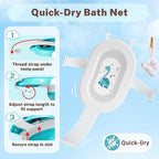 AVIDOR Baby Bathtub,Collapsible Bathtub for Newborn to Toddler,Durable Essential Infant Bath Tub,Portable Travel Baby Tub with Soft Bath Net,No-Slip Feet and Dinosaur Shaped (Light Blue)