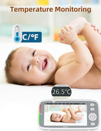 TakTark Baby Monitor, 5" 720P HD Baby Camera with IPS Screen, Remote Pan & Tilt, 2 Way Audio, Night Vision, Digital Zoom, VOX Sound Detection, Ideal for New Parent