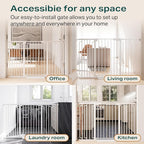 Cumbor 36" Extra Tall Baby Gate for Stairs, 29.7-57" Extra Wide Dog Gate for Doorways Hallways, Pressure Mounted Child Gate for Wide Opening, Auto Close Personal Safety for Babies and Pets, White