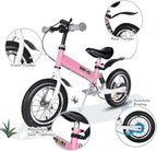 Balance Bike 2 in 1,The Dual Use of a Kids Balance Bike and Kids Bike,12 14 Inches for 2-6 Years Old,with Shock Absorbers, Fenders, Pedals, Auxiliary Wheels