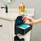 Wipe Holder for Bathroom – Adhesive Wall Mount Organizer for Wet Wipes – Bathroom Toilet Wipes Shelf & Baby Wipe Holder Dispenser, Organize Feminine Products – Black, 1 Pack