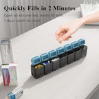 Weekly Pill Organizer Magnetic, Removable Pill Box 7 Day 1 Time a Day, Large Pill Case Travel, Week Once Daily Medication Dispenser, Medicine Container Holder for Supplement Vitamin, Blue