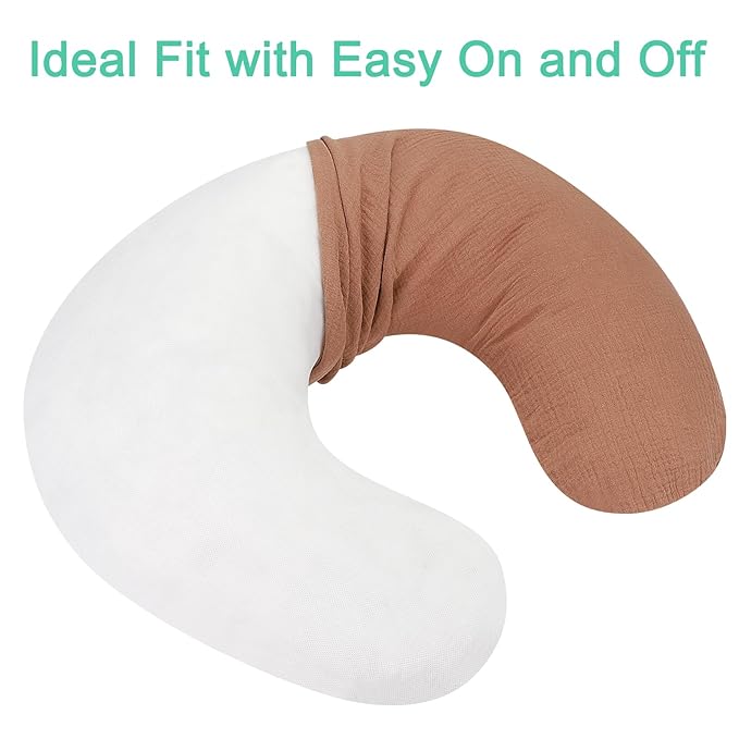 Accmor 2 Pack Muslin Nursing Pillow Covers, 100% Cotton Soft Nursing Covers for Breastfeeding Pillows, Slipcover for Baby Girls Boys Newborn