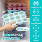 12x1.5oz Baby Food Freezer Tray with Clip Lid Light Green | Food Grade Silicone Storage Containers for Purees & Vegetables
