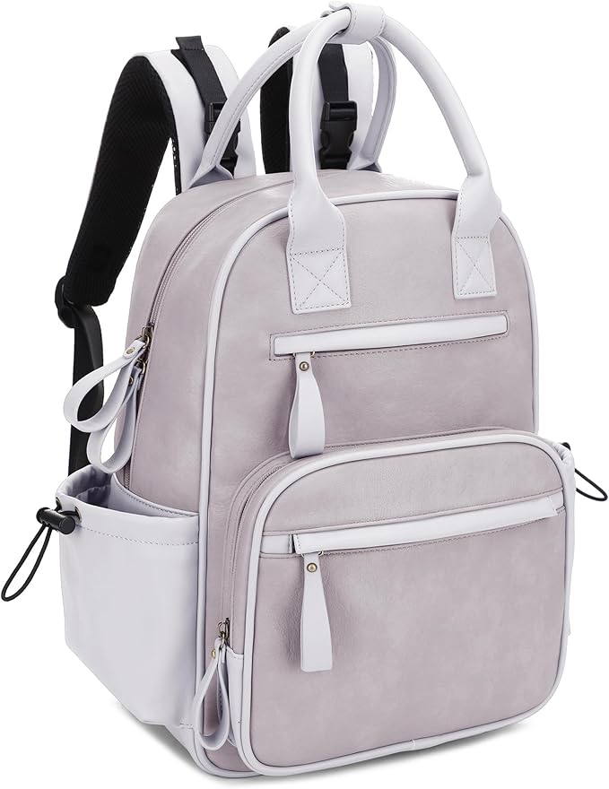 JESSIE & JAMES Saturday EDC Diaper Bag Backpack Multi Function Diaper Bag with Changing Pad & Stroller Straps_Grey