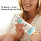 YOHKOH Natural Glass Baby Bottle with Natural Response Nipple, Newborn Anti-Colic Baby Bottles, Wide Neck Mushroom Cap Baby Bottle, Clear (8.8ounce (Pack of 2), Blue2)