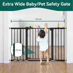 BABELIO 36" Tall Baby Gate, 29-55" Auto Close Pressure Mounted Dog Gate for Doorways & Hallway, Pressguard Basics Easy Walk Thru Pet Gate, Extra Wide Metal Child Gate, Black