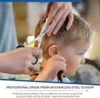 Ruvanti 5.2" Kids Hair Cutting Scissors - Safety Rounded Tip Barber Shears for Children, Infants & Facial Hair Trimming - Sharp Stainless Steel Blades, Ergonomic Grip - Ideal for Home & Salon Use