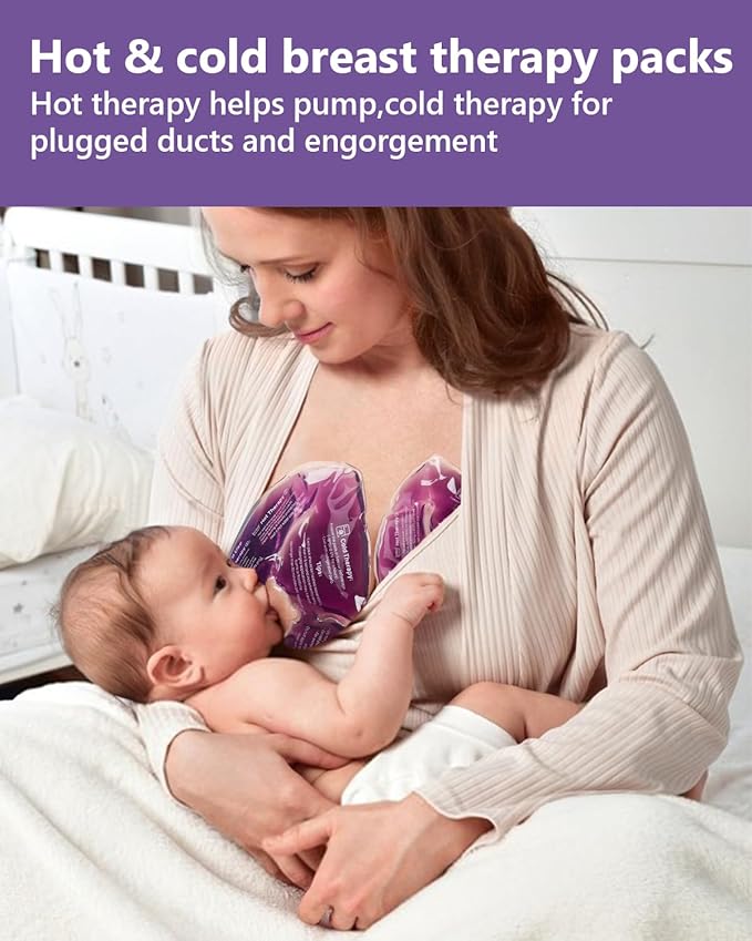 Breastfeeding Essentials Kit for Nursing Moms Nipple Relief,60 Piece Gift Set with Reusable Hot and Cold Breast Therapy Packs/Hydrogel Nipple Pads/Lanolin Nipple cream/Nursing Pads/Nipple Saline Spray