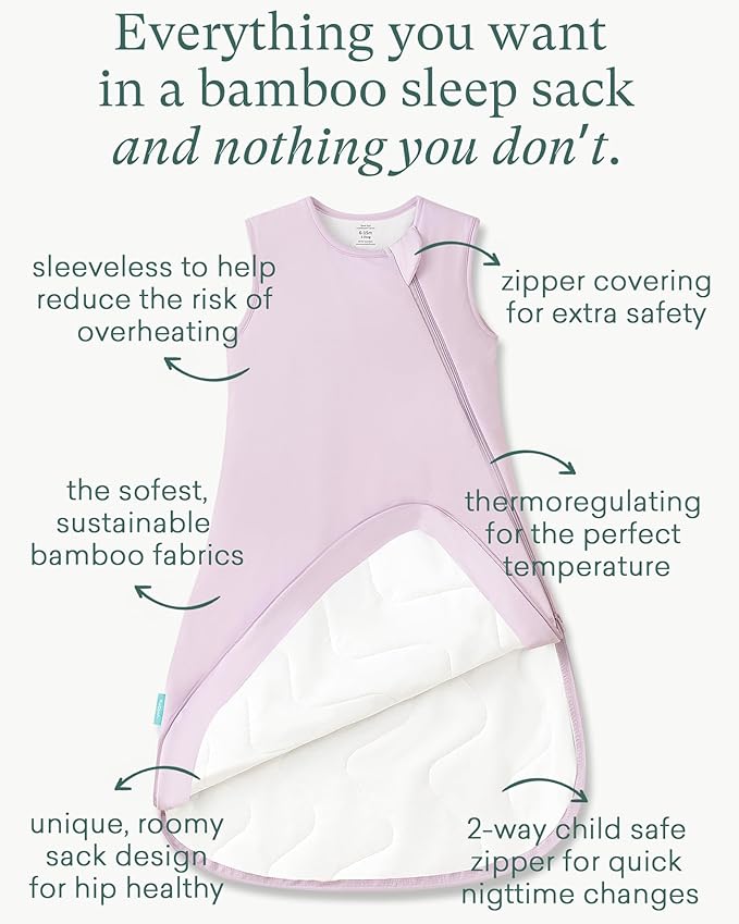 Supersoft Sleep Sack 1.0 TOG, Premium Bamboo Viscose Baby Sleeping Bag 2-Way Zipper Sleep Sack Baby Wearable Blanket