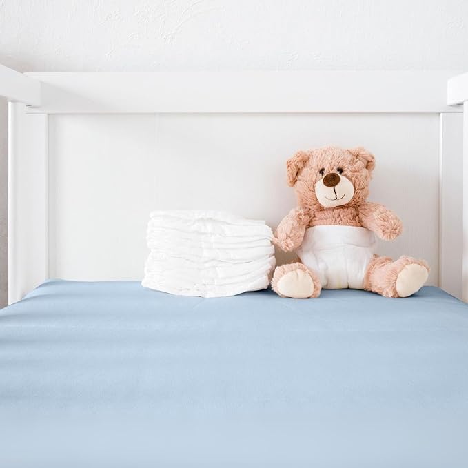 Mulberry Park Fitted Silk Crib Sheet - Grade 6A Pure 19 Momme Toddler Bedding - Gentle on Baby's Delicate Skin, Helps with Bald Spot, Eczema, Dry Skin & Cradle Cap - 28" x 52" / Bedtime Blue