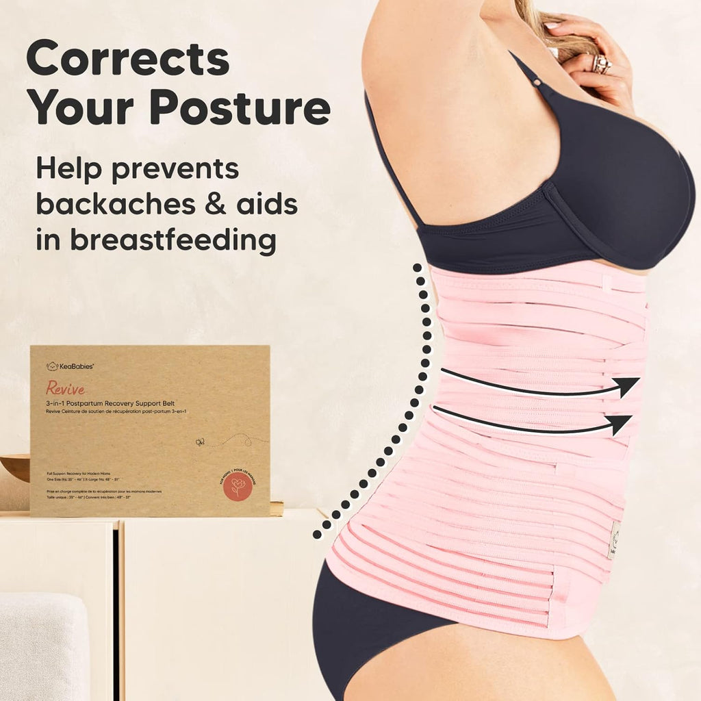 3 in 1 Postpartum Belly Support Recovery Wrap – Postpartum Belly Band, After Birth Brace, Slimming Girdles, Body Shaper Waist Shapewear, Post Surgery Pregnancy Belly Support Band (Blush Pink, M/L)