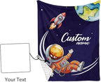 Personalized Baby Crib Bedding Set – Astronaut Rocket Pattern Nursery Bedding Sets 3 Piece with Custom Name Blanket, Fitted Crib Sheet & Changing Pad Cover – Ideal Newborn Gift for Boys