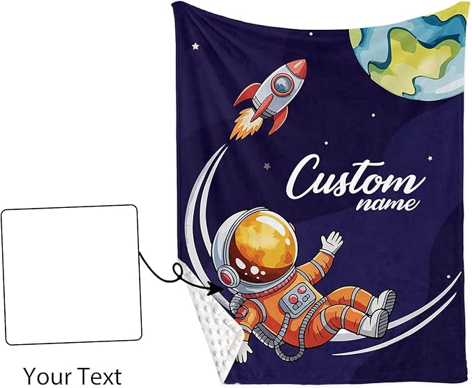 Personalized Baby Crib Bedding Set – Astronaut Rocket Pattern Nursery Bedding Sets 3 Piece with Custom Name Blanket, Fitted Crib Sheet & Changing Pad Cover – Ideal Newborn Gift for Boys