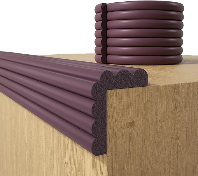 Baby Proofing Wall Corner Protector,Edge Guard Corner Protector,6.56ft Thinken Soft Corner Protectors Pre-Taped Soft Rubber Foam Edge Cushion for Furniture (Brown, 6.56Ft x 11.8" W x 0.47" Th)