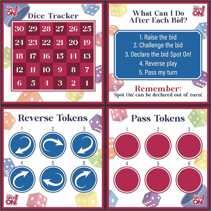 That's Spot On! Best Bluffing Strategy Game - Board, 6 Cups, 12 Tokens, 30 Dice – 2 to 6 Players, Ages 12+, Family Fun or Game Nights with Friends