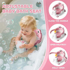 Baby Bath Seat for Babies 6 Months & Up - Toddler Bath Seats for Baby Sitting Up with 4 Suction Cups & Soft Cushion, Non-Slip Infants Shower Bathtub Chair for Newborn Girls, Pink