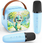 Mini Karaoke Machine for Kids Teen Adults - Toddler Toys Birthday Gift for Girls Boys Ages 3-12, Portable Bluetooth Speaker Set with 2 Wireless Microphones fits Family Fun Indoor Party Outdoor, Blue