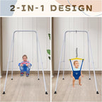 2 in 1 Baby Jumper with Swing - Indoor and Outdoor Use, Toddler Swing with Foldable Stand (Blue)