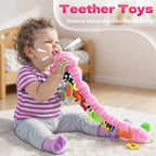 HEMRLY Baby Girl Toys for 0-6 Months, Musical Plush Caterpillar Infant Sensory Toy with Baby Mirror&Crinkle Rattle,Pull String,Teething, Tummy Time Newborn Gifts for 0-3-6-12 Boys Girls - Pink Branch