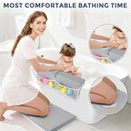 Bath Kneeler and Elbow Rest Pad Set - Comfortable 1.5” Thick Baby Bath Kneeler Pads with Toys Organizer, Non-Slip Knee Arm Support Bathtub Mat, Quick-Drying Kneeling Pad for Baby Bath Time