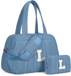 Initial Duffle Bag, Yoga Bags for Women，Overnight Bag with Wet Pocket，Lightweight Work Bags Personalized Gym Tote with Makeup Pouch-Gifts for Women Birthday