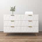 White Dresser for Bedroom,Modern 6 Drawer Dresser with Gold Handle and Leg,Wide Storage Chest of Drawers,Wood Dresser Bedroom Furniture,TV Dresser for Living Room
