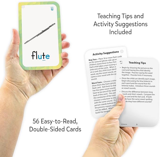 Teacher Created Resources Vowels Flash Cards (EP62070), White 3-1/8" x 5-1/8"