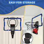 Basketball Hoop Indoor, Mini Basket Ball Hoop with 7 LED Lighting, Scoreboard, Over Door Basketball Hoop with 3 Modes, Volume Adjustable, Foldable, Basketball Toys Gifts for Kids Adults (Blue)