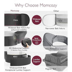 Momcozy Hip Seat Baby Carrier - Adjustable Waistband with Original 3D Belly Protector, Ergonomic Carrier with Various Pockets for Newborns & Toddlers up to 45lbs (Black, Large)