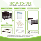 Full-Size Conversion Kit Bed Rails Compatible with Delta Children Convertible Cribs - Solid Wood Rail #0050 - Toddler & Adult Bed Rail for Full-Size Beds - Baby Furniture (Black Espresso - 907)