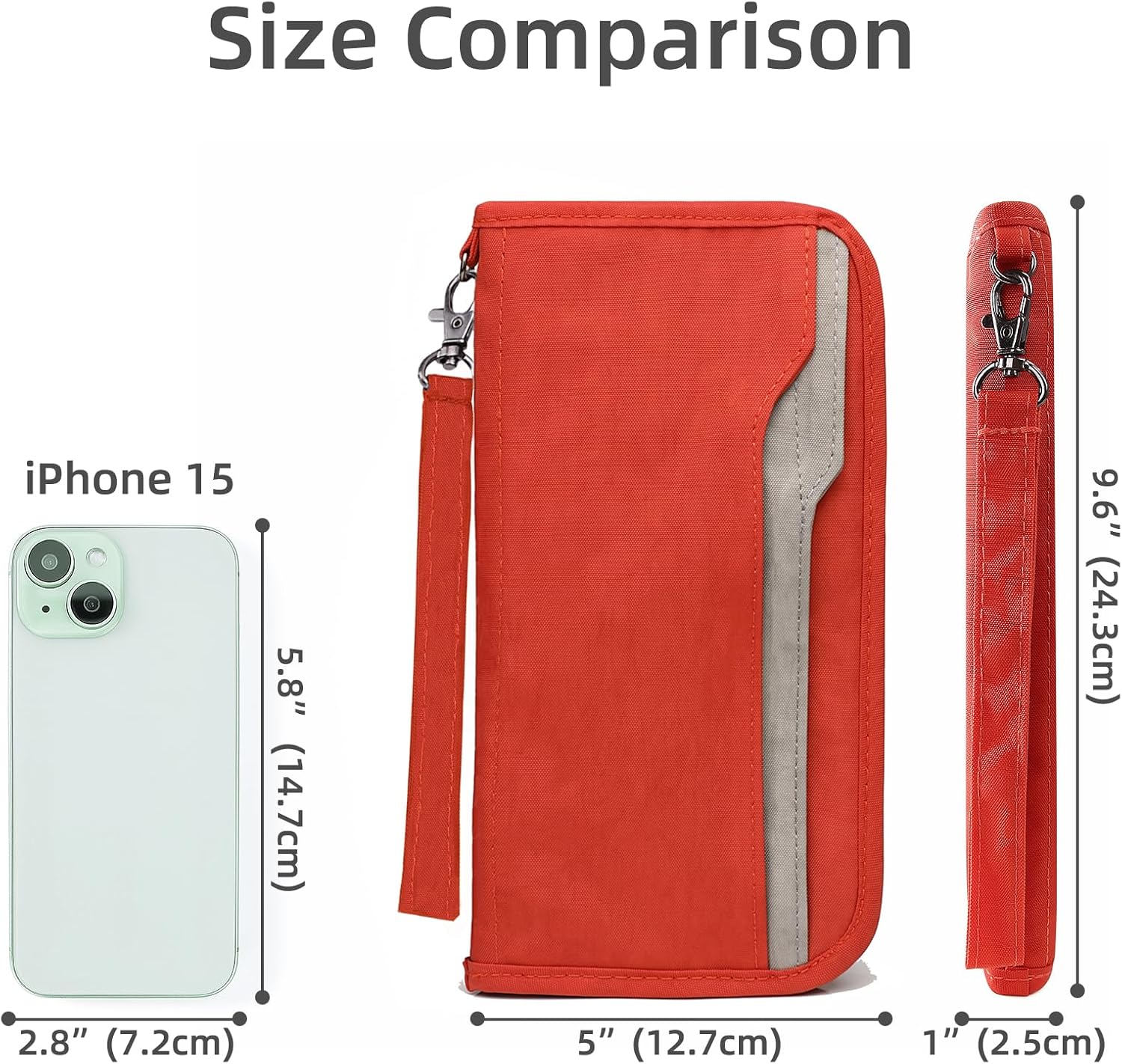 ZOPPEN Passport Holder Family RFID Passport Wallet, Passport Holder Women/Men, Travel Wallet Documents Organizer Zipper Case with Removable Wristlet Strap, Travel Essentials for Flying