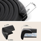 2 Pack L Shape Extra Thick Furniture Table Edge Protectors Foam Baby Safety Bumper Guard 16.4 Ft,Hearth Cushion,for Table, Fireplace, Countertop(with 8 Corners) (Black)