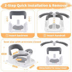 Baby Bath Seat for Babies 6 Months & Up Sitting Up,Infant Bath Seat with Temperature Alert+Open Backrest+on/Off Armrest,Toddler Bath seat Baby Bath Chair for Bathtub,Tub,Sink Grey