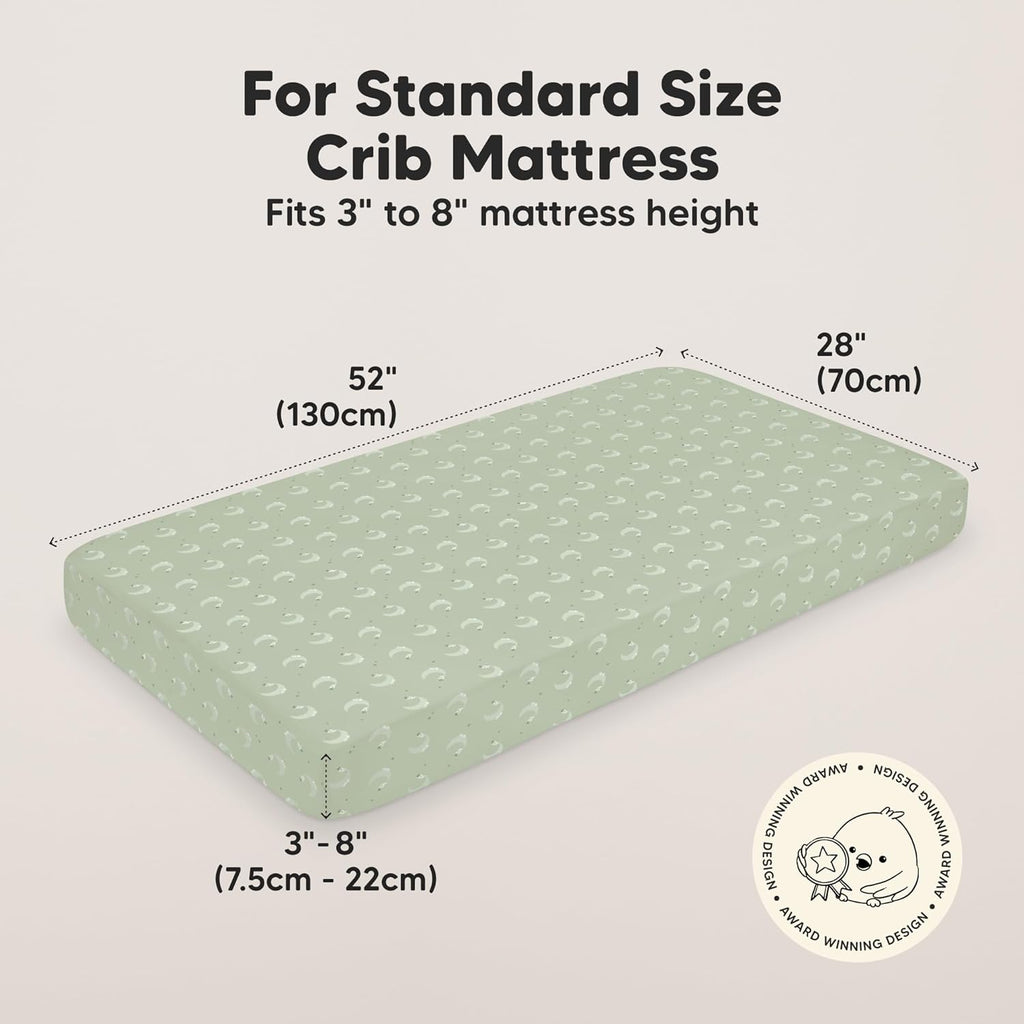 KeaBabies 2-Pack Baby Crib Sheets for Boys, Girls - 52x28 Viscose Derived from Bamboo Toddler Bed Sheets Neutral, Fitted Crib Mattress Cover for Standard Baby Bedding, Soft & Cozy (Lunaris)