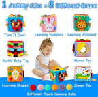 beetoy Sensory Busy Cube for Baby, Montessori Infant Toys with Textured Sensory Balls, Early Learning Travel Toys for Fine Motor Skills, Perfect Newborn Boy and Girl Gift