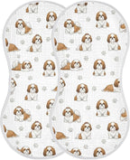 2 Pack Muslin Burp Cloths Shih Tzu Dogs White Cotton Baby Burp Cloths Ultra Absorbent and Soft Thick Burping Cloth for Newborn Must Haves 22x11 Inch