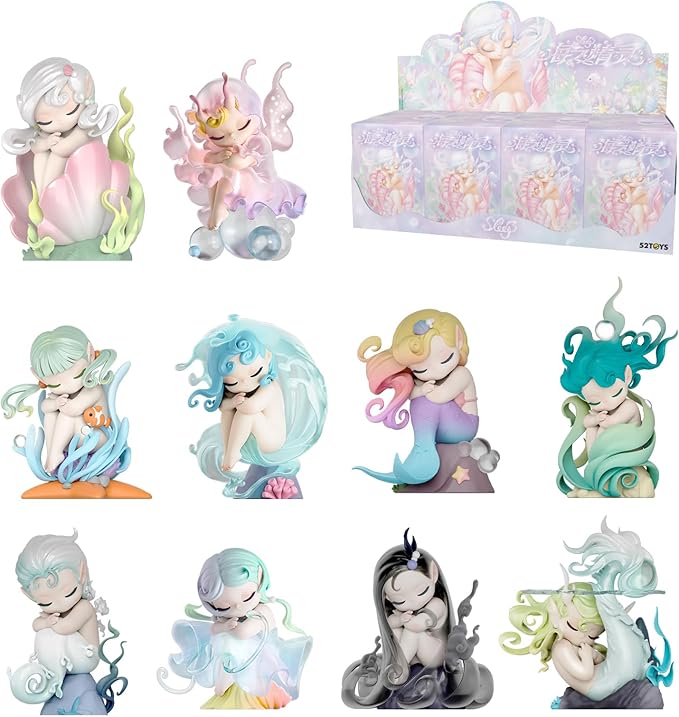 52TOYS Sleep Sea Elves Series Figurine Whole Set Action Figure Collectible Toy Desktop Decoration 3.3 Inch Gift for Birthday Party Holiday