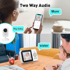 Upgrade Video Baby Monitor with 2 Cameras and Audio 2.8" Screen,Night Vision,APP,Wireless,2-Way Talk,1200ft Long Range,Feeding Timer,Temperature Sensor,VOX/ECO,5 Lullabies,Portable,Easy Setup