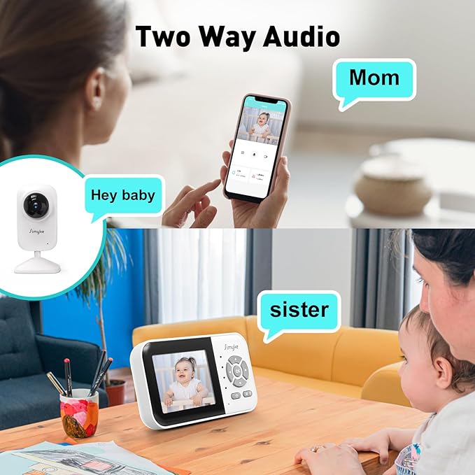 Upgrade Video Baby Monitor with 2 Cameras and Audio 2.8" Screen,Night Vision,APP,Wireless,2-Way Talk,1200ft Long Range,Feeding Timer,Temperature Sensor,VOX/ECO,5 Lullabies,Portable,Easy Setup