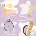 Wooden Baby Walker & Doll Stroller – Adjustable Handle Push Cart, Anti‑Tip, Quiet Wheels, Pretend Shopping Cart – Montessori Wooden Walker for Babies, Doll Stroller for Toddlers 12m+