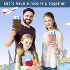 Passport Holder and Card Slot Combo RFID Blocking Leather Family Travel Passport Wallet Travel Accessories for Men Women US Passport Cover Protector (Travel blue)