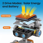Sillbird Solar Robot Building Kit STEM Gift for Boys Aged 8-13, 15-in-1 DIY Science Educational Robotic Toy for Kids Teens Birthday, Powered by The Sun or Battery with 212 Pieces