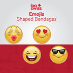BioSwiss Bandages, Emoji Shaped Self Adhesive Bandage, Latex Free Sterile Wound Care, Fun First Aid Kit Supplies for Kids, 24 Count