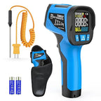 Infrared Thermometer Temperature Gun - TEMIRUP Non-Contact Digital Laser Thermometer Temp Gun with Thermocouple Probe for Industrial, Cooking, Griddle, Engine, HVAC, Adjustable Emissivity,-40℉~1202℉