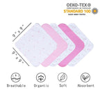 Viviland Baby Towels and Washcloths, Soft Absorbent Baby Girl Bath Towel Set, Flamingos Hooded Towels with 5 Infant Washcloths (6 Pieces)