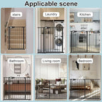 WAOWAO Triple Lock Baby Gate Extra Wide 72.04-76.77" Pressure Mounted Walk Through Swing Auto Close Safety Black Metal Dog Pet Puppy Cat for Stairs,Doorways,Kitchen